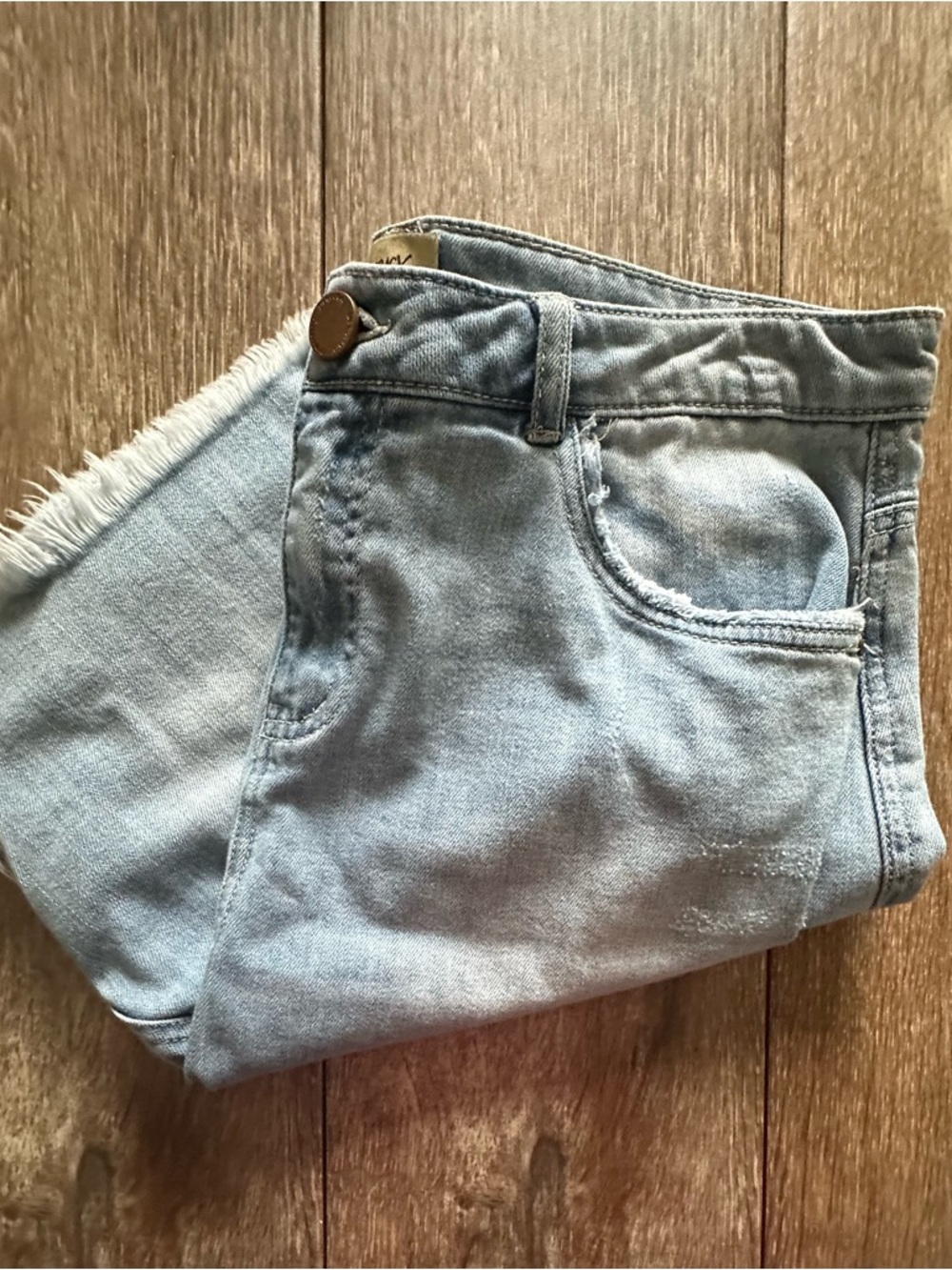 Democracy Lite Blue Distressed & faded Jean Skirt, Size 10